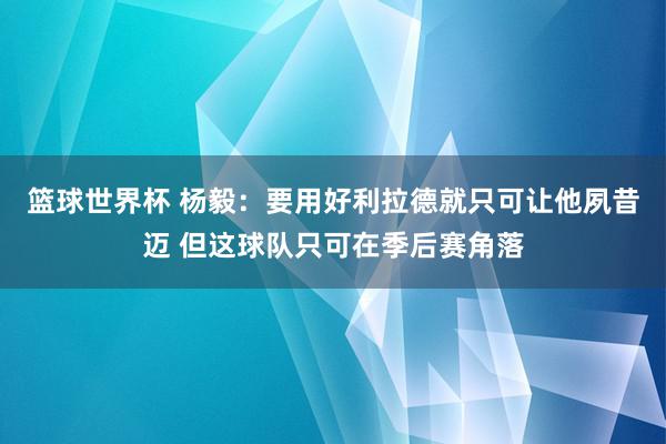 篮球世界杯 杨毅：要用好利拉德就只可让他夙昔迈 但这球队只可在季后赛角落