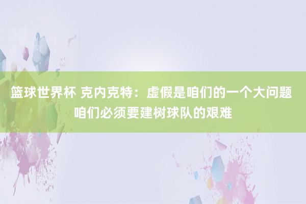 篮球世界杯 克内克特：虚假是咱们的一个大问题 咱们必须要建树球队的艰难