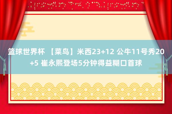 篮球世界杯 【菜鸟】米西23+12 公牛11号秀20+5 崔永熙登场5分钟得益糊口首球