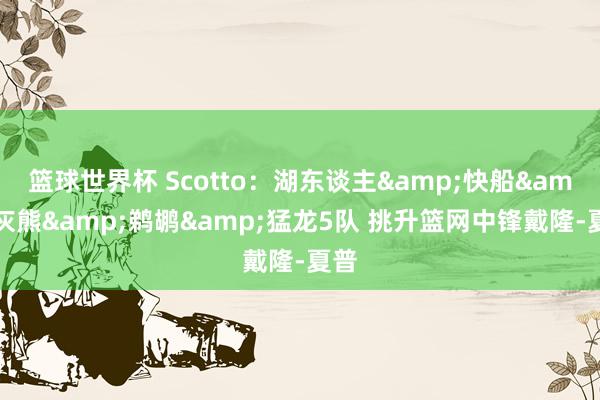 篮球世界杯 Scotto：湖东谈主&快船&灰熊&鹈鹕&猛龙5队 挑升篮网中锋戴隆-夏普