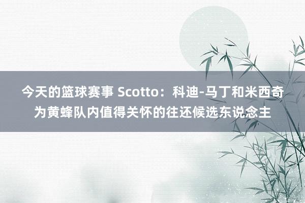 今天的篮球赛事 Scotto：科迪-马丁和米西奇为黄蜂队内值得关怀的往还候选东说念主