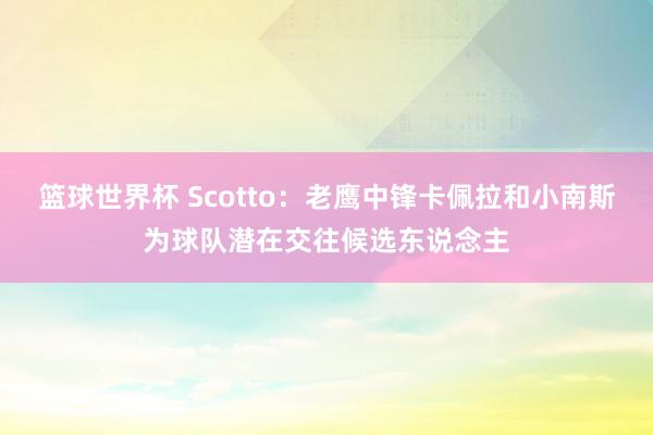 篮球世界杯 Scotto：老鹰中锋卡佩拉和小南斯为球队潜在交往候选东说念主